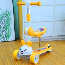 兔子儿童滑板车可坐二合一3-6-12岁三合一闪光轮踏板车工厂批发