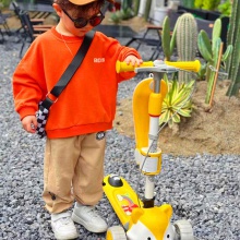 卡通小熊狐狸儿童滑板车多合一可座可滑婴童单脚滑滑车宝宝米高玩