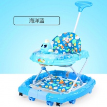 婴儿学步车多功能防侧翻宝宝手推可坐带脚垫推杆