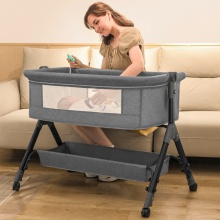 DUO功能可折叠婴儿床可移动便携式新生儿摇篮床欧式宝宝床拼接大床