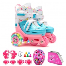双排轮滑鞋儿童溜冰鞋闪光套装宝宝滑轮汉冰鞋