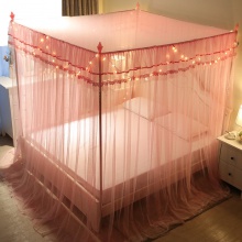 三开门宫廷蚊帐 不锈钢落地支架 1.5米 1.8m成人双人床