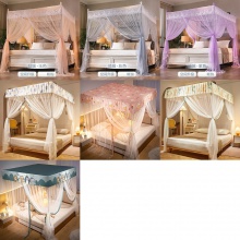 三开门宫廷蚊帐 不锈钢落地支架 1.5米 1.8m成人双人床