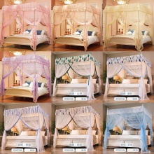 三开门宫廷蚊帐 不锈钢落地支架 1.5米 1.8m成人双人床