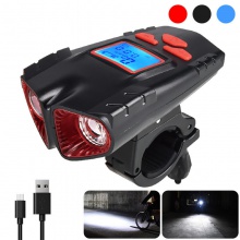 USB充电自行车无线码表灯带电量显示喇叭自行车灯山地单车夜骑灯