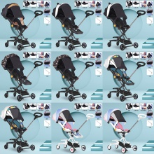 双向推行可折叠四轮防侧翻全包围座椅简易婴儿推车儿童溜娃手推车