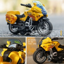 仿真铁骑警察摩托车回力合金车4d模型带灯光炫酷赛车儿童玩具