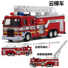 新款合金车消防车救火玩具模型 灯光音乐回力儿童玩具车厂家批发
