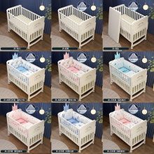 婴儿床实木环保欧式多功能拼接大床宝宝bb可移动新生儿童摇篮床