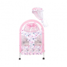 公主风格婴儿床推床布艺小推车童床宝宝铁床可加长bb床储物层