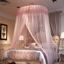 厂家直供1.5米直径大圆顶蚊帐公主床幔吊挂纹帐吊顶文帐单门圆形