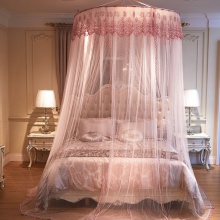 厂家直供1.5米直径大圆顶蚊帐公主床幔吊挂纹帐吊顶文帐单门圆形