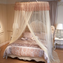 厂家直供1.5米直径大圆顶蚊帐公主床幔吊挂纹帐吊顶文帐单门圆形