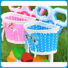 儿童三轮自行车蛙式滑板纯手工小号半编织筐车篓骑行用品装备