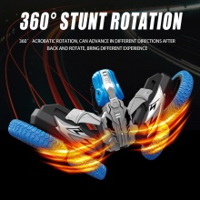 新品2.4G恐龙喷雾遥控特技开花车双面越野翻斗儿童电动玩具车