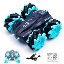 新款2.4G双面特技漂移遥控车五轮翻斗车 四驱横行攀爬玩具车