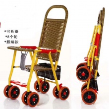 竹藤婴儿推车轻便夏季仿藤宝宝手推车可躺折叠竹编藤椅儿童小推车