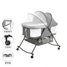 婴儿床带置物兜折叠宝宝睡床方便携带床边床带滚轮刹车半遮阳蚊帐