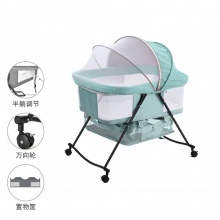 婴儿床带置物兜折叠宝宝睡床方便携带床边床带滚轮刹车半遮阳蚊帐