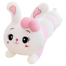 趴款可爱兔子抱枕毛绒玩具羽绒棉软体毛毛虫兔子枕头送女生日礼物