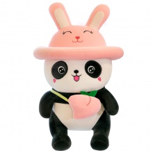 新款变身兔子熊猫公仔可爱抱桃熊猫毛绒玩具抱枕女生礼物