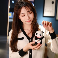 可爱国潮熊猫公仔毛绒玩具小号熊猫挂件抱睡玩偶柔软熊猫娃娃礼物