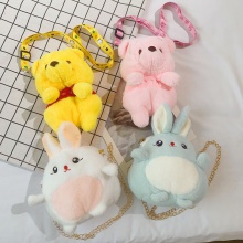 包包女2023新款毛绒单肩可爱玩偶女包小熊兔子斜挎包女包