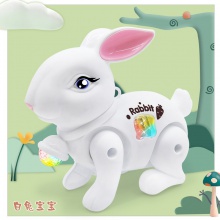 牵绳兔子小猪行走兔子炫彩灯光动感音乐儿童玩具地摊夜市