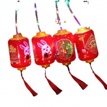 新款卡通手提发光灯笼宫灯兔子玉兔花灯儿童圆形元宵闪光礼品