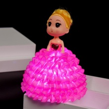 新款发光迷糊娃娃椭圆裙撑七彩闪灯娃娃 地摊LED18cm闪光娃娃