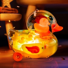 抖音儿童电动发光玩具摇摆鸭子夜市地摊透明万向声光音乐