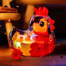 抖音儿童电动发光玩具摇摆鸭子夜市地摊透明万向声光音乐