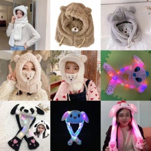 抖音同款兔子耳朵帽子网红发光萌可爱气囊一捏长耳朵会动的兔子帽
