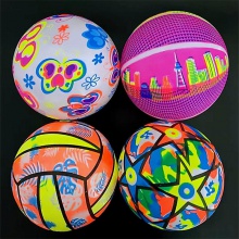 闪光足球儿童夜市拍拍球七彩闪光皮球发光篮球户外夜市摆摊小玩具