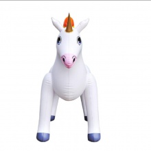 厂家PVC充气独角马喷水彩虹水池 白马儿童玩具卡通玩具