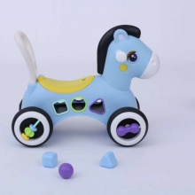 快乐滑行小木马滑车宝宝婴儿童塑料摇椅带音乐带灯光小四轮平衡车