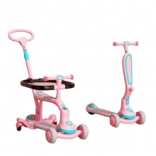 带护栏儿童滑板车三四合一2-8岁塑料闪发光三四轮踏板折叠滑板车
