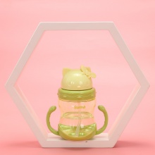 儿童手握卡通塑料水杯夏季创意幼儿园防摔防漏吸管杯手拿塑料水杯