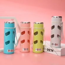 办公室直身透明玻璃水杯商务礼品杯茶杯印刷logo手提便携玻璃水杯