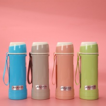 清新可爱480ml直身玻璃水杯 PP时尚手提便捷礼品杯 商务玻璃水杯