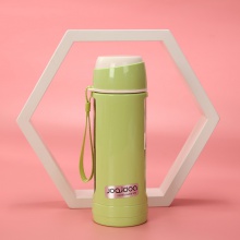 清新可爱480ml直身玻璃水杯 PP时尚手提便捷礼品杯 商务玻璃水杯