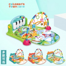 英文彩盒婴儿脚踏琴玩具新生儿宝宝多功能钢琴健身架爬爬垫