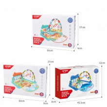 英文彩盒婴儿脚踏琴玩具新生儿宝宝多功能钢琴健身架爬爬垫