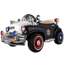 儿童复古电动车四轮摇摆童车警车遥控汽车宝宝车可坐人老爷车