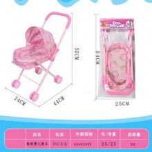 女孩过家家玩具儿童大推车可以折叠带蓬加强金属铁制推车