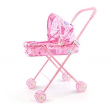 女孩过家家玩具儿童大推车可以折叠带蓬加强金属铁制推车