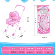 女孩过家家玩具儿童大推车可以折叠带蓬加强金属铁制推车