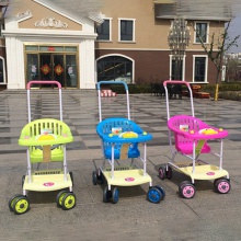 简易塑料仿竹编车可坐竹藤编婴儿车儿童竹车宝宝轻便携推车