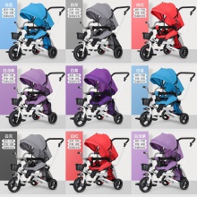 减震单人可躺可旋转可折叠儿童脚踏三轮车 带蓬三轮车