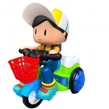 儿童玩具电动旋转特技三轮车抖音同款音乐发光卡通玩具摆摊